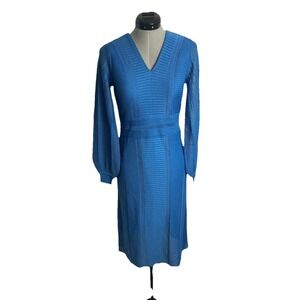 NWT MISOOK Multi-knit Stitch Fit And Flare Size xSmall Adriatic Blue Midi Dress